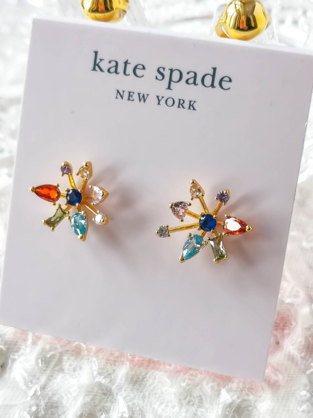 Kate Spade - Firework Floral Gold Multi color Studs Earrings - new